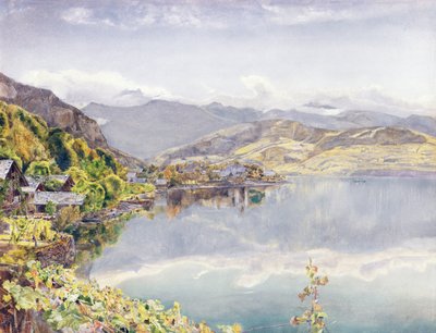 The Lake of Lucerne, Mount Pilatus in the Distance by John William Inchbold